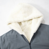 Solid Color Hooded Zipper Plush Jacket GSZM-ZTP1449