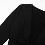 V Neck Hollow Out Long Sleeve Mini Dress GSZM-C25DS204