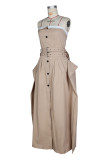 Single-breasted Wrap Chest Belt Maxi Dress ZSD-0760
