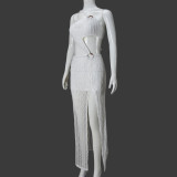 Irregular Hollow Out Split Maxi Dress GNZD-51496DBD