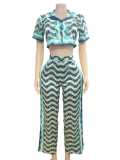 Fashion Print Short Sleeve Pants 2 Piece Set GFCF-1382
