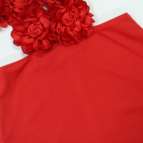 Halterneck Large Flowers Solid MaxI Dress CYA-901951