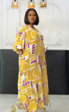 Plus Size Lantern Sleeve Split Loose Maxi Dress NY-11150