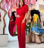 Lace Patchwork Tie Up Wide Leg Jumpsuit OSM-4934