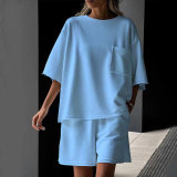 Solid Color Shorts Sleeve Shorts 2 Piece Set SSNF-250519