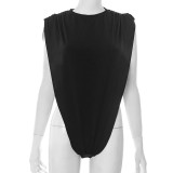 Solid Color Sleeveless Bodysuit Short Suit MXBF-J25ST135