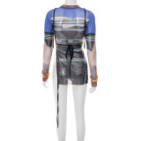 Print Irregular Split T Shirts MXBF-J25TP137
