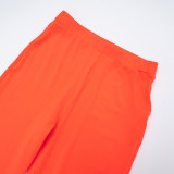 Colorful Silk Scarf Knotted Solid Two Piece Pants Set MXBF-J25ST245
