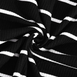 Stripe One Shoulder Long Sleeve Skirt Suit GNZD-41962SBG