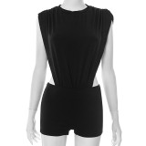 Solid Color Sleeveless Bodysuit Short Suit MXBF-J25ST135