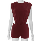 Solid Color Sleeveless Bodysuit Short Suit MXBF-J25ST135