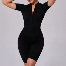 Short Sleeve Zipper Sport Skinny Romper GQSA-K0113