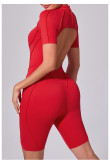 Short Sleeve Zipper Sport Skinny Romper GQSA-K0113