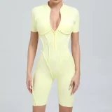 Short Sleeve Zipper Sport Skinny Romper GQSA-K0113