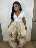 Plus Size Patchwork Solid Color Lantern Pants NY-3685