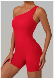 Solid Color Single Shoulder Fitness Romper GQSA-1312