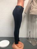 Plus Size Solid-color Leather Slim Casual Pants GWTC-W0313