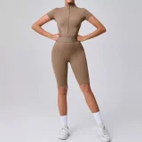 Long Sleeve Zipper Tight Sport Two Piece Pants Set GQSA-41180