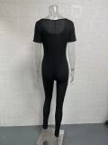 Plus Size Solid Color Square Neck Sport Jumpsuit GWTC-LTCX5203