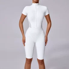 Long Sleeve Zipper Tight Sport Two Piece Pants Set GQSA-41180