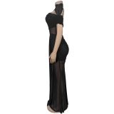 See Through Mesh Dress Two Piece Set BY-7492