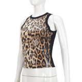 Leopard Print Sequin Tank Tops GYHF-51460TBD