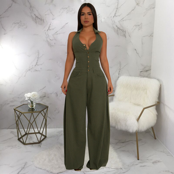 Sleeveless Backless Solid Maxi Dress YF-10884