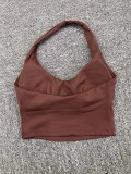 Solid Color Halterneck Backless Sport Tank Tops GQSA-11359