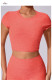 Solid Color Backless Short Sleeve Sport Tops GQSA-71240