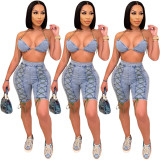 Sexy Halterneck Bra And Shorts Two Piece Set GCNF-0093