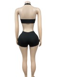 Sexy Wrap Chest Halterneck Short Suit GFCF-1403