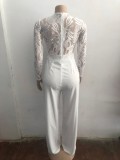 Lace Patchwork Wide Leg Jumpsuit OSM-4492