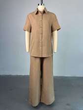 Short Sleeve Loose Shirt Two Piece Pants Set GCNE-72433