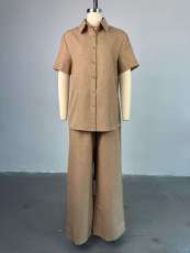 Short Sleeve Loose Shirt Two Piece Pants Set GCNE-72433