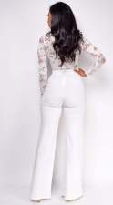 Lace Patchwork Wide Leg Jumpsuit OSM-4492