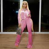 Solid Color Zipper Sport Two Pieced Pants Set GCNF-0161