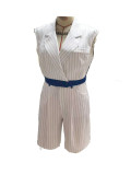 Patchwork Sleeveless Vest Two Piece Short Set GSXK-SX0502