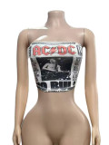 Letter Printed Strapless Top GFCF-1399