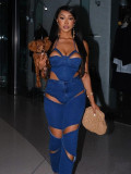 Solid Color Hollow Out Sling Two Piece Pants Set YRST-T064