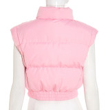 Solid Color Sleeveless Zipper Cotton Vest Jacket GSZM-Y25TP352