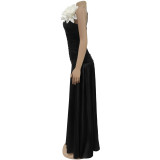 White Floral V Neck Camisole Maxi Dress BY-7497