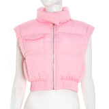 Solid Color Sleeveless Zipper Cotton Vest Jacket GSZM-Y25TP352