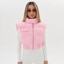 Solid Color Sleeveless Zipper Cotton Vest Jacket GSZM-Y25TP352
