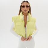 Solid Color Sleeveless Zipper Cotton Vest Jacket GSZM-Y25TP352