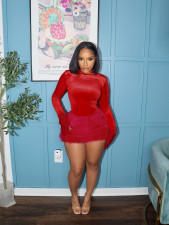 Tight Long Sleeve Bodysuit Two Piece Skirts Set SFY-779