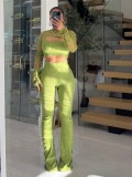 Casual Hollow Out Knits Three Piece Pants Suit TR-1340