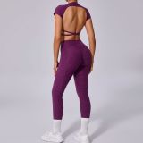 Solid Color Backless Yoga Two Piece Pants Set GQSA-71240/46324