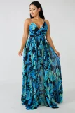 Deep V-neck Backless Chiffon Maxi Dress NK-8212
