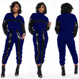 Sequin Color Block Two Piece Pants Set BN-9213