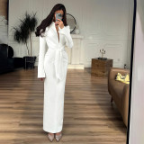 Tie Up Zipper Long Sleeve Maxi Dress GYME-K25D77335